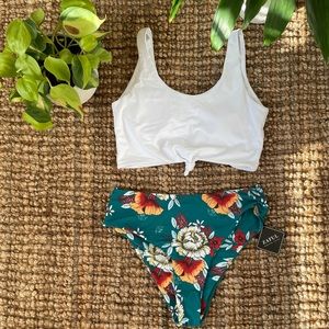NWT Sz. XL Teal Floral Bikini